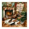 Stupell Industries Dogs Around Christmas Fireplace Canvas, design by LSR Design Studio